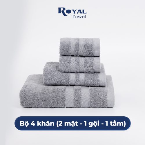 Combo 4 Khăn: 1 Tắm 1 Gội 2 Mặt 100% Cotton