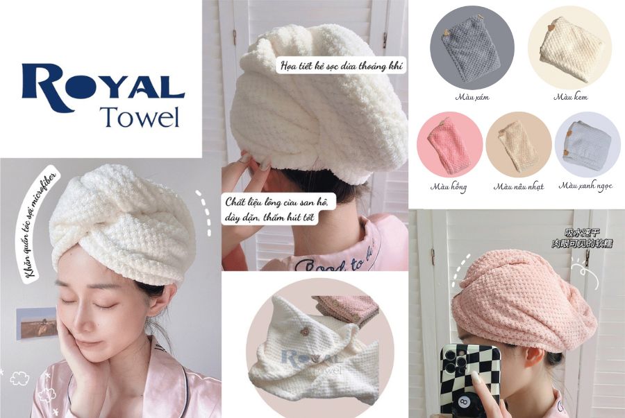 Khăn quấn đầu 2 lớp Royal Towel