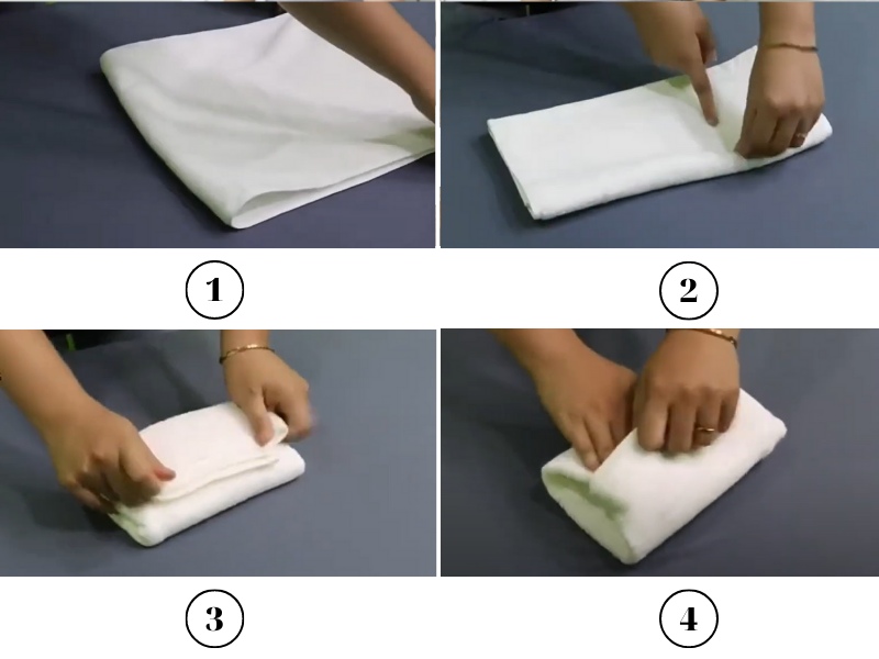 Cách gấp khăn hình chữ nhật