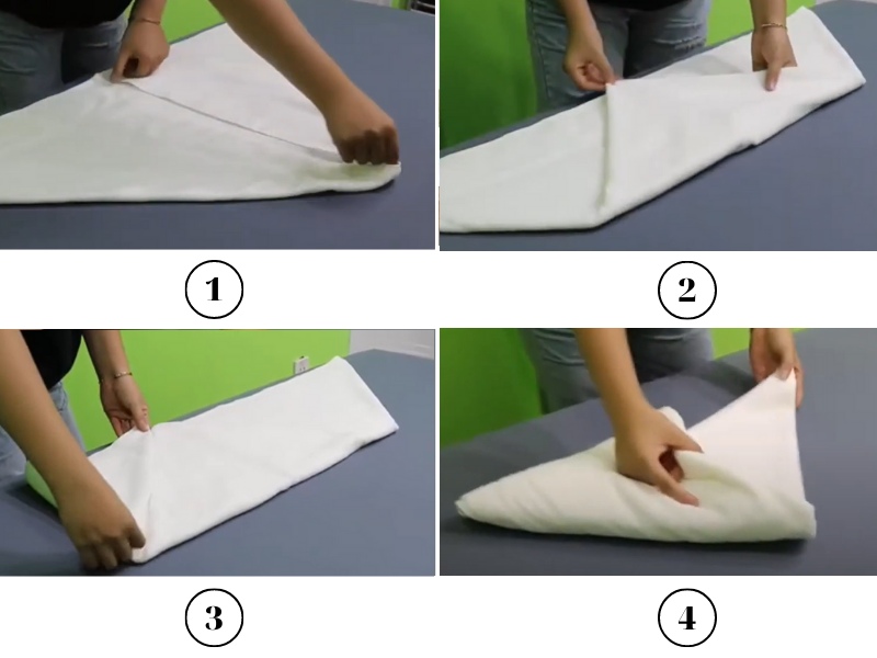 Cách gấp khăn hình tam giác
