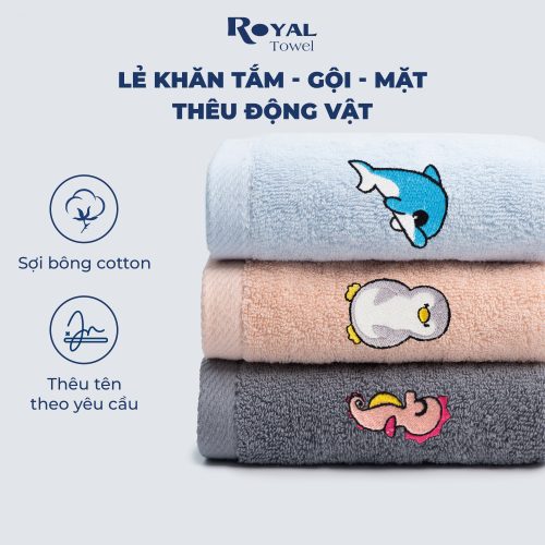 Khăn thêu hình động vật dễ thương cho bé