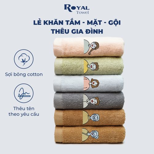 Khăn thêu hình gia đình